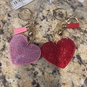 Glitter Heart Keychain  - Pink or Red
